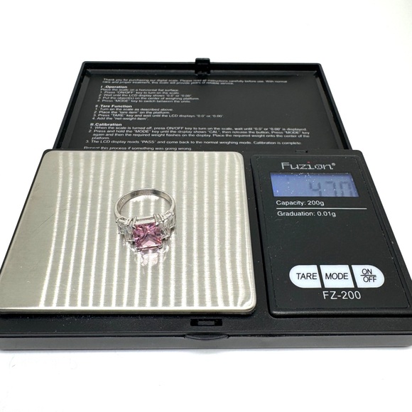 Sterling Silver Pink CZ Cocktail Ring Size 7 - Picture 11 of 12